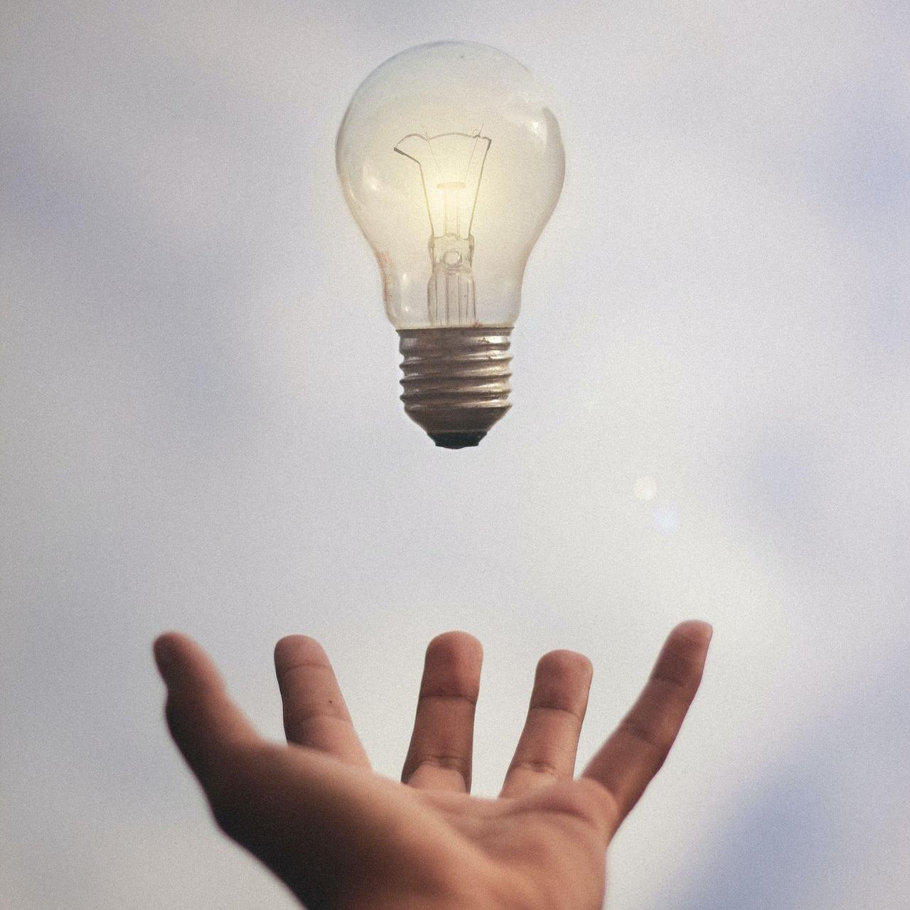 person catching light bulb